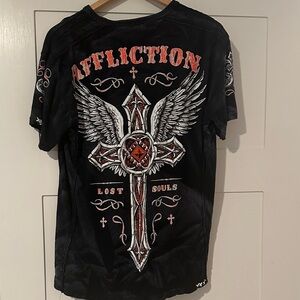 🔥Affliction Black and Orange Cross Tee
